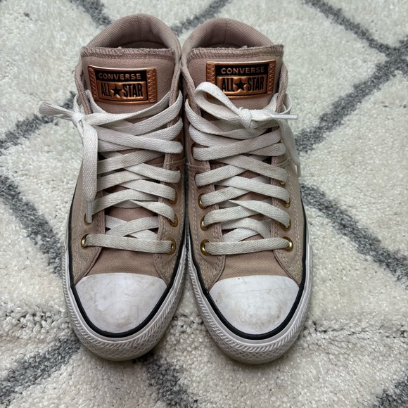 Converse Chuck Taylor All Star Mid Top Sneakers Pink High Rose Gold Skate Shoe - Picture 5 of 13